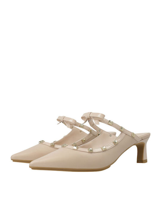 Leder Pumps mit Riemchen & mittelhoher Absatz Rosa
