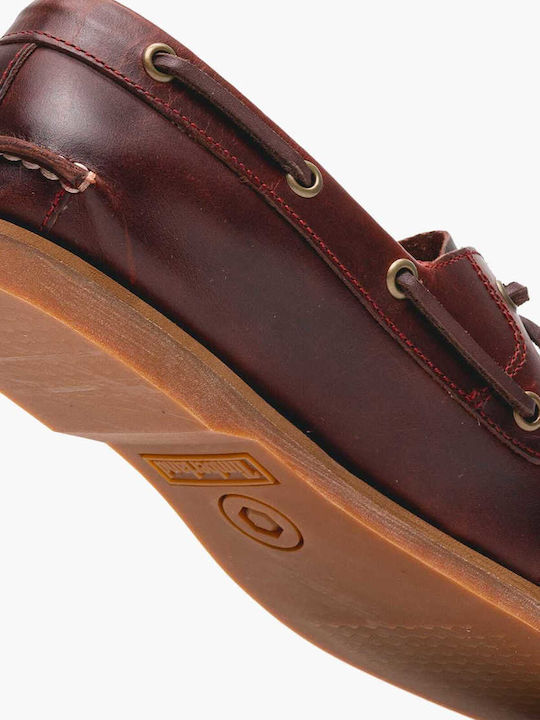 Leather Women's Boat Shoes in Burgundy Color