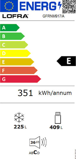 Lofra Ψυγείο Ντουλάπα 634lt Total NoFrost Υ178xΠ91.2xΒ77.2εκ. Μαύρο GFRNM917