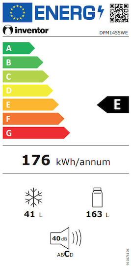 Inventor Ψυγείο Δίπορτο 204lt Υ143xΠ55xΒ55εκ. Λευκό DPM1455WE