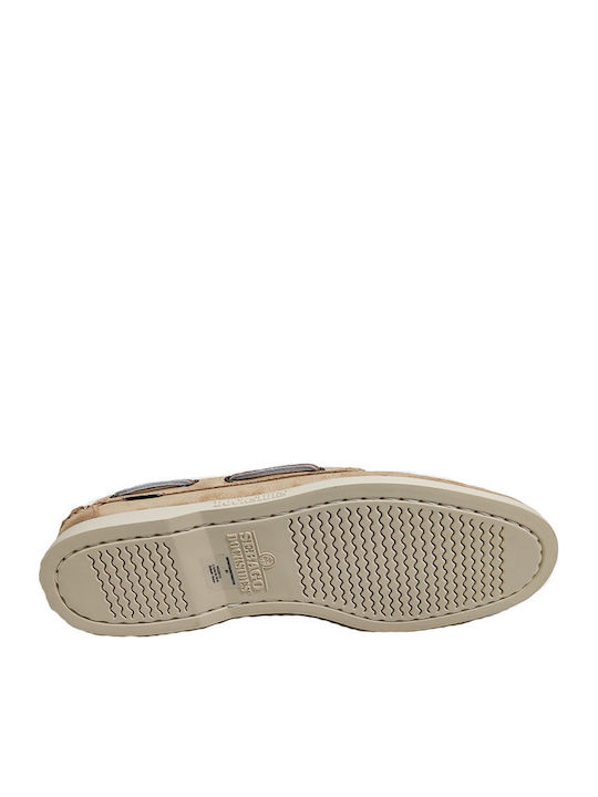 Portland Flesh Out Δερμάτινα Ανδρικά Boat Shoes σε Μπεζ Χρώμα