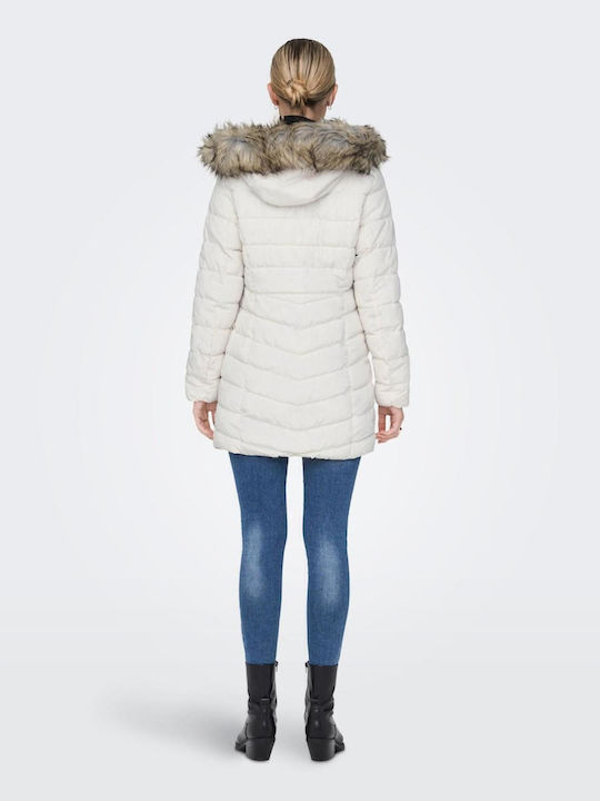 Women's Long Lifestyle Jacket for Winter with Hood Graphite