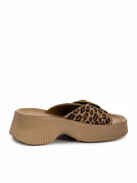 Beatrice Leather Women's Anatomic Sandals Moka Leopard