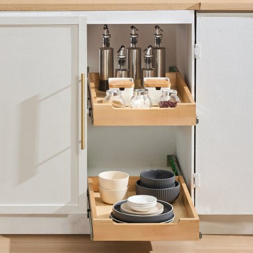 Organizator glisant pentru dulap Vevor, sertar din lemn cu închidere lentă, 14"W x 21"D