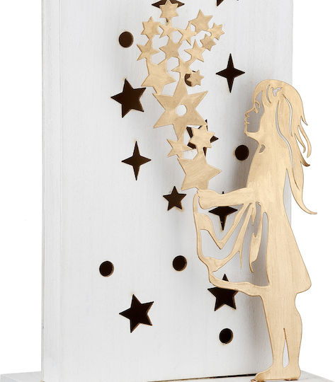 Stand Relief LED Rectangular Star Girl Star Pattern MDF White PU 4 14x8x34.5cm