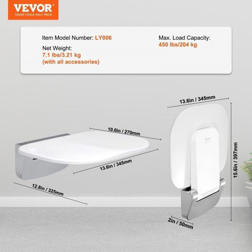 Vevor Κάθισμα Μπάνιου 34.5x32.5cm SLKNQWZCWKB1YXHBJV0