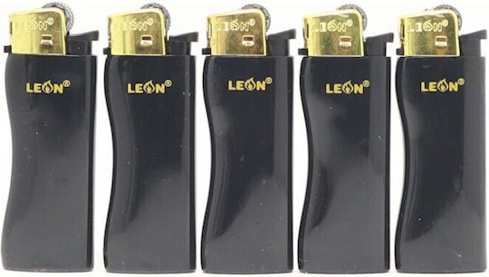 Leonflame Mini Black & Gold Αναπτήρας Φλόγας σε Μαύρο χρώμα