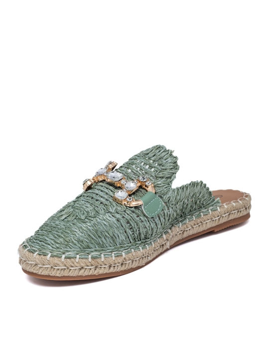 Mules mit Absatz in Grün Farbe