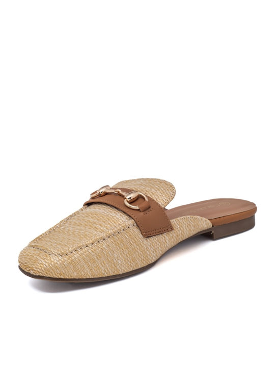 Mules with Heel in Beige Color