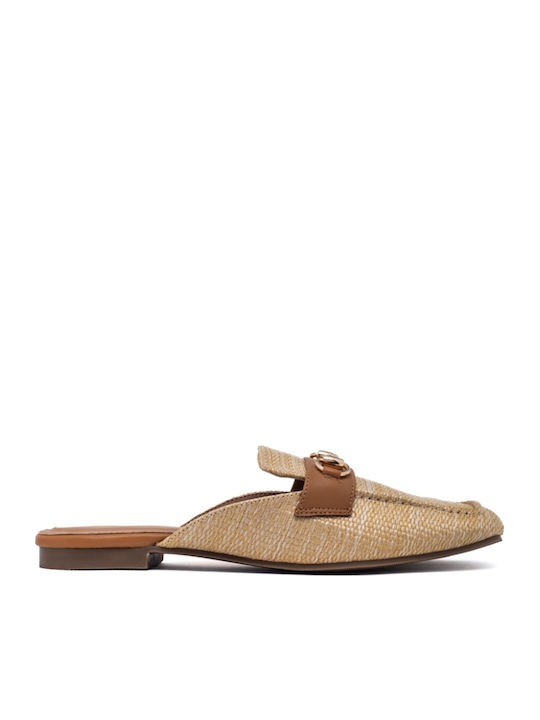 Mules with Heel in Beige Color