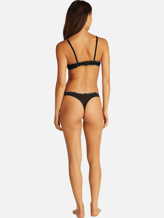 Tommy Hilfiger Repeat Logo Unpadded Triangle Bra Black