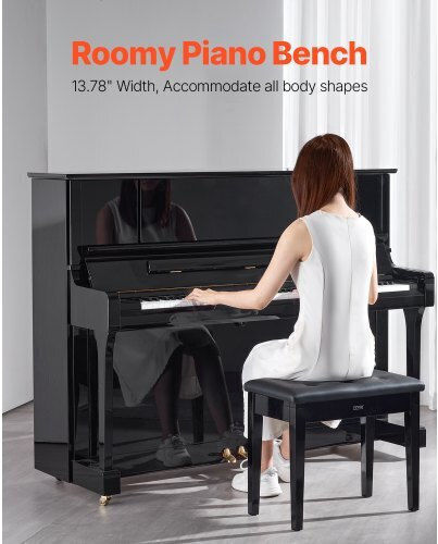 Vevor Piano Bench Keyboard Storage Padded Seat Wooden Vanity Library Stool
