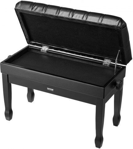 Vevor Adjustable Piano Bench Storage Space Padded Seat Wooden Library Stool
