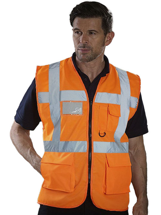 Yoko Safety Vest with Reflective Film Orange Fluo Orange/Royal