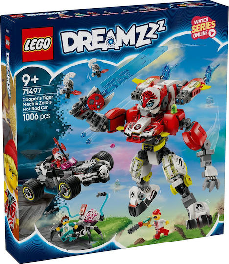 LEGO DREAMZzz Cooper's Tiger Mech & Zero's Hot Rod Car Pentru 9+ Ani 1006 Bucăți