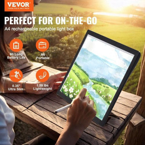 Vevor Rechargeable LED Light Pad A4 Adjustable Brightness 5 Levels Tracing Dxa4cds00000tpibxv9