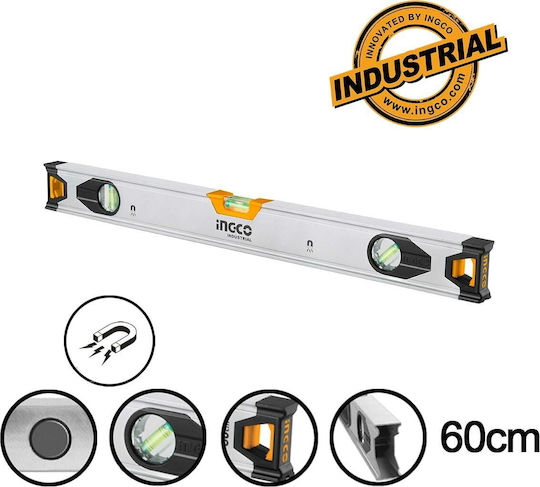 Ingco HSL38060M Spirit Level Aluminum Magnetic 60cm with 3 Eyes
