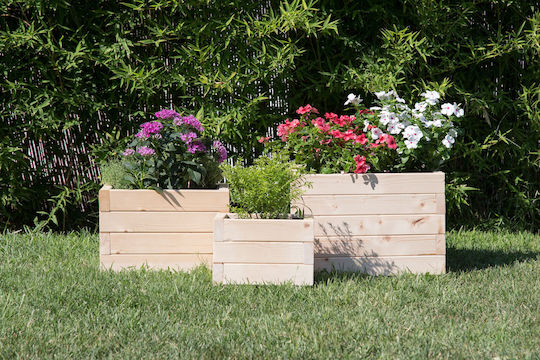 Woodware Γλάστρα Ξύλινη Μπεζ 40x40x40εκ.