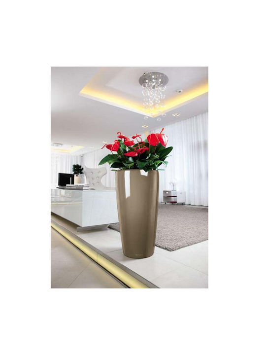 Lechuza Rondo Αυτοποτιζόμενη Γλάστρα Πλαστική Taupe 32x32x56εκ.