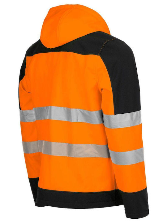 Stenso Nobel Work Fleece Jacket Reflective Softshell with Hood Orange