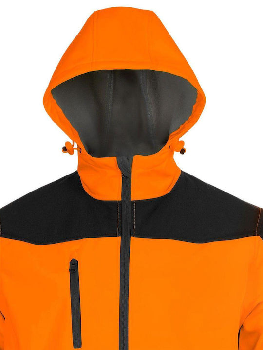 Stenso Nobel Work Fleece Jacket Reflective Softshell with Hood Orange