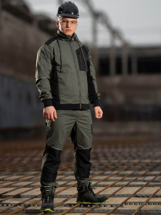 Stenso Revolt Light Stretch Work Jacket Reflective with Removable Lining and Hood Green