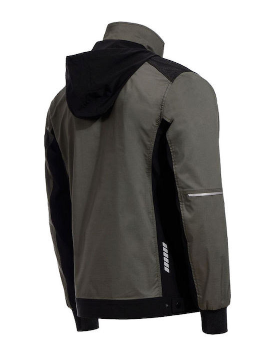 Stenso Revolt Light Stretch Work Jacket Reflective with Removable Lining and Hood Green