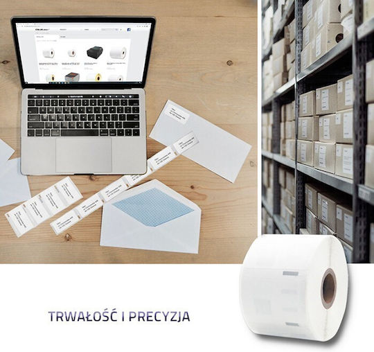 Qoltec LW-11354 S0722540 1000 Αυτοκόλλητες Ετικέτες σε Ρολό για Εκτυπωτή Ετικετών 57x32mm