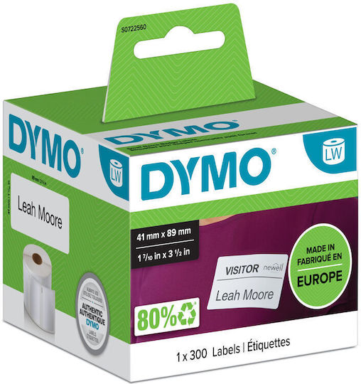 Dymo 11356 300 Autocolante Autoadezive pe Rolă pentru Imprimantă de Etichete 89x41mm 1buc