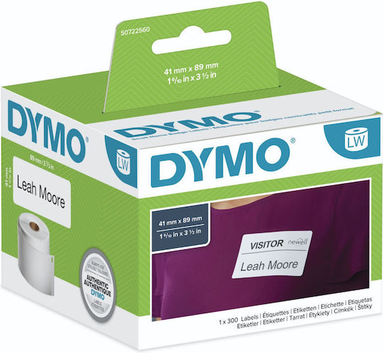 Dymo 11356 300 Autocolante Autoadezive pe Rolă pentru Imprimantă de Etichete 89x41mm 1buc