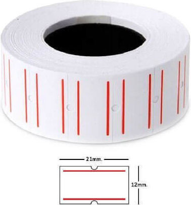 Metron 900 Self-Adhesive Label Rolls for Label Printer With Red Stripe 21x12mm 10pcs