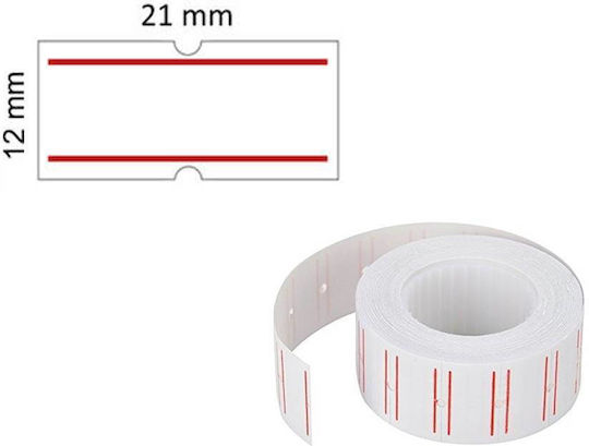 Metron 900 Self-Adhesive Label Rolls for Label Printer With Red Stripe 21x12mm 10pcs