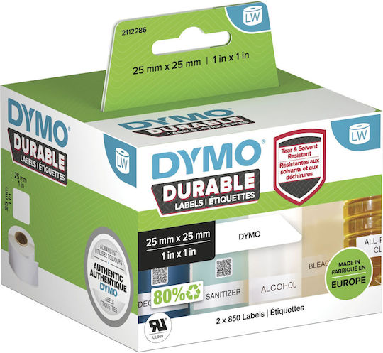 Dymo 850 Αυτοκόλλητες Ετικέτες σε Ρολό για Εκτυπωτή Ετικετών 25x25mm 2τμχ