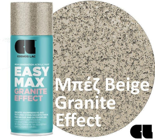 Cosmos Lac Σπρέι Βαφής Easy Max Granite Effect Ακρυλικό Σαγρέ Φινίρισμα Γρανίτη Πέτρας 400ml 931 Μπεζ