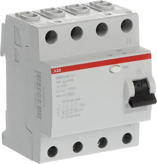Abb Ρελέ Ράγας Διαρροής 40A Τετραπολικό με Τάση 400V
