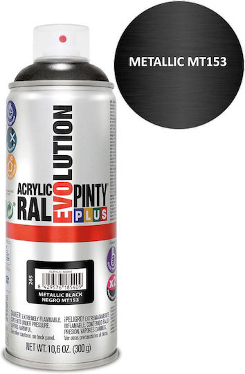 Pinty Plus Σπρέι Βαφής Evolution Acrylic Metallic με Μεταλλικό Εφέ Μαύρο MT153 400ml