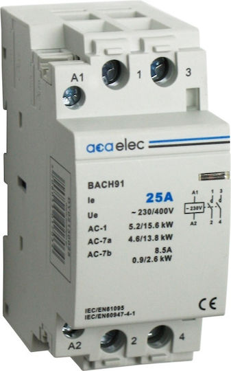 Aca Ρεле за фаза Захранване 25Спецификация Двуполюсно с Напрежение 230V 2M 25А 2НО