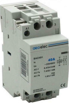 Aca Ρελέ Ράγας Ισχύος 25A Τετραπολικό με Τάση 230V 4NO 3M 220V-400V