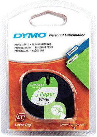 Dymo Label Maker Tape in White Colour Compatible with Dymo LetraTag/LT