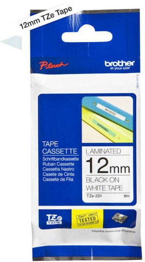 Brother Label Maker Tape 8m x 12mm in White Colour Compatible with Brother TZe/TZ