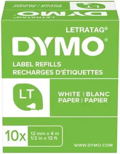 Dymo Label Maker Tape in White Colour Compatible with Dymo LetraTag/LT