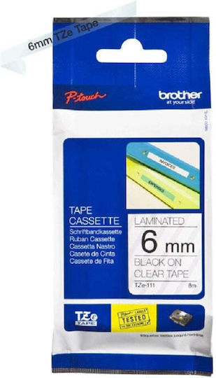 Brother P-touch Label Maker Tape 8m x 6mm in Transparent Colour Compatible with Brother TZe/TZ