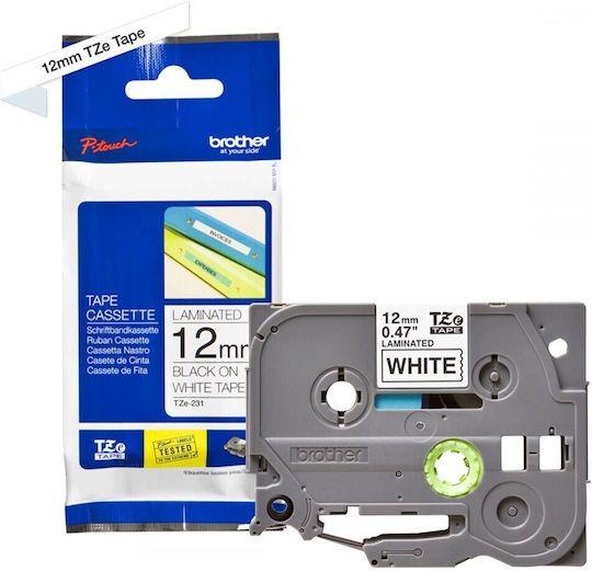 Brother Label Maker Tape 8m x 12mm in White Colour Compatible with Brother TZe/TZ