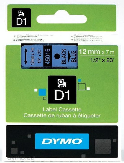Dymo D1 45016 Label Maker Tape 7m x 12mm In Black Colour Compatible With Dymo D1 Dymo Rhino/IND