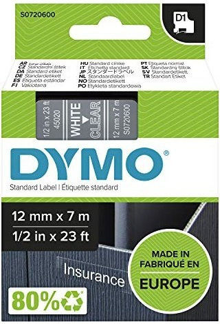 Dymo 45020 Etikettendrucker-Band in Weiß Farbe Kompatible Reihe mit Dymo D1