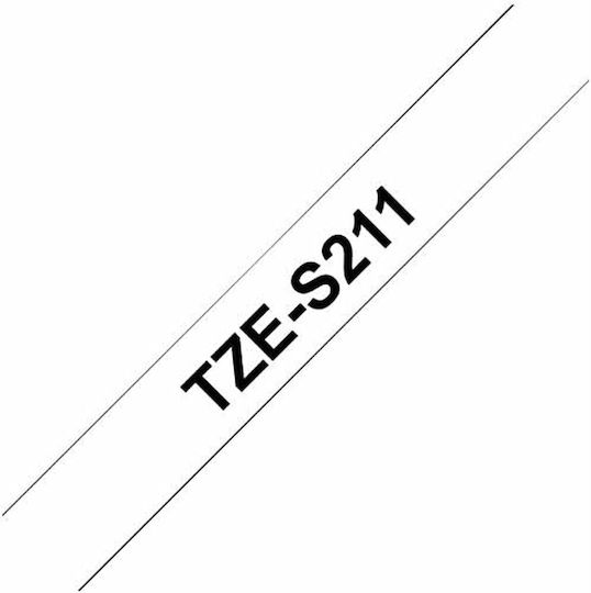 Brother Tze-s211 Етикетна Филмова Лента в Черен Цвят Съвместима с Brother TZe/TZ