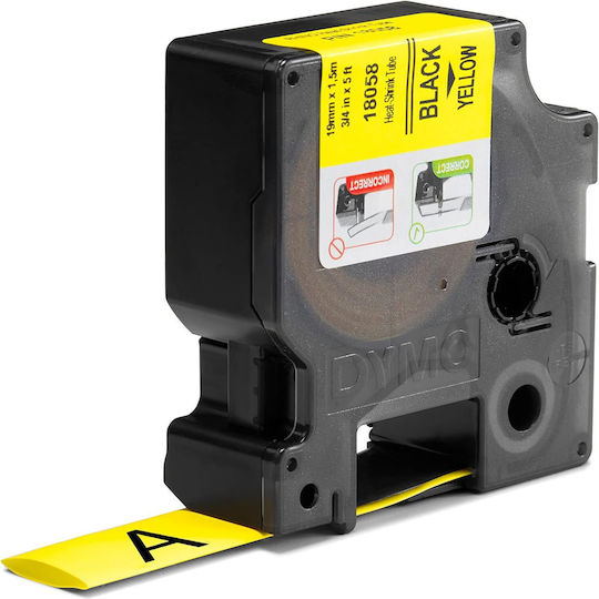 Dymo 18058 Label Maker Tape 1.5m x 19mm in Yellow Colour Compatible with Dymo Rhino/IND