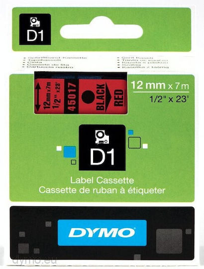 Dymo Etikettendrucker-Band 7m x 12mm in Rote Farbe Kompatibel mit Dymo D1 Dymo Rhino/IND