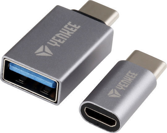 Yenkee Ytc 021 Μετατροπέας USB-C male σε USB-A / micro USB female Ασημί 2τμχ