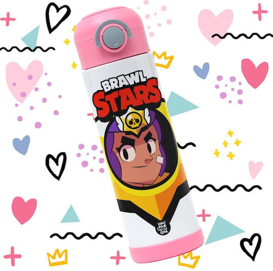 Koupakoupa Shelly Детска Бутилка За Вода Brawl Stars Неръждаема Стомана Със Сламка Розова 500ml